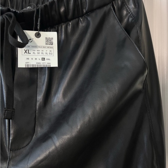 Zara Barrel Style Faux Leather Joggers - Picture 2 of 3